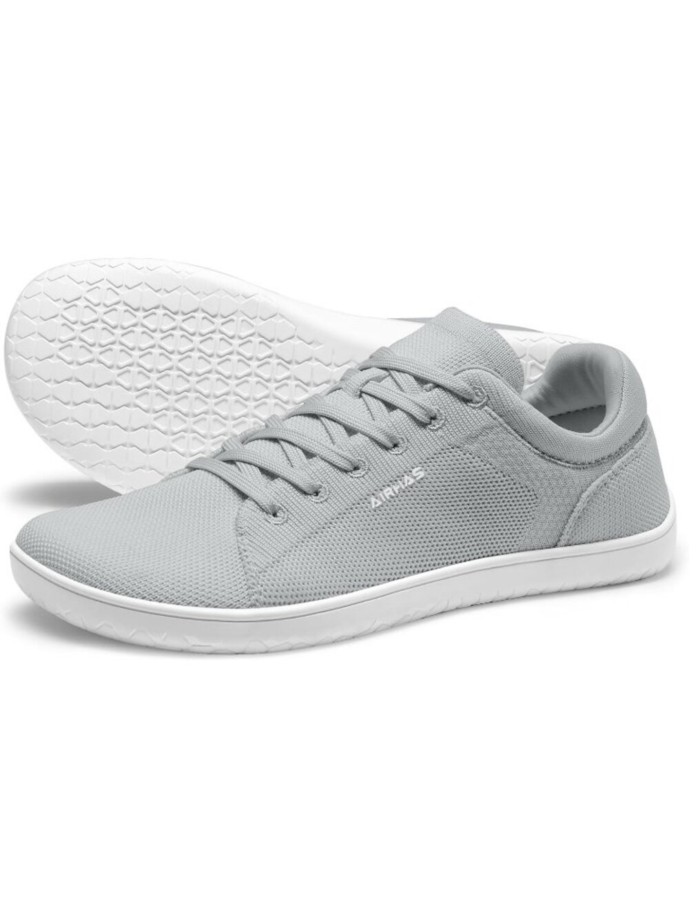 Women's Light Grey Knit Minimalist Barefoot Zero Drop Casual Walking Sneakers